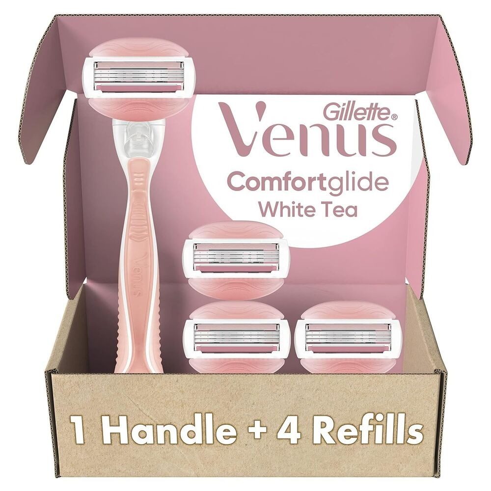 Gillette Venus Women's ComfortGlide White Tea Razor 1 Handle + 4 Blade Refills
